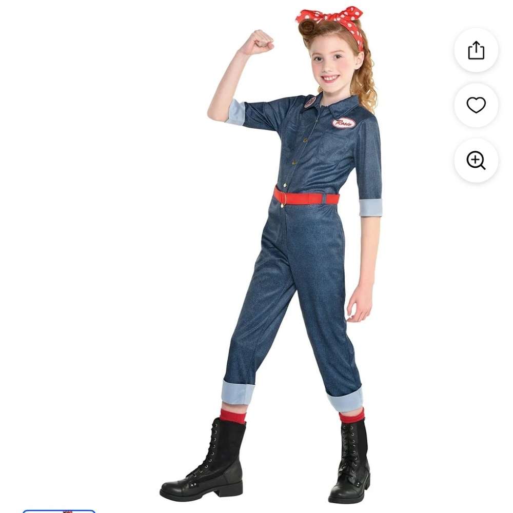 Amscan Rosie the Riveter Halloween Costume Girls Large 12-14 Muscle Party City